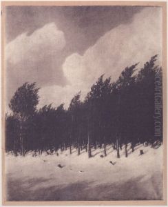 Forest in snow by Stanislaw Ignacy Witkiewicz (Witkacy)