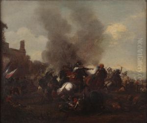 Horsemen in Combat; Man with Pistol by Jacques Courtois