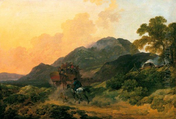 Skiddaw, Cumberland, a Summer Evening with a Stage Coach - view 1
