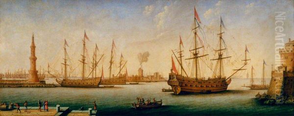 Mediterranean Port with Men o' War - view 1