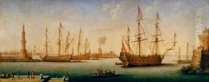 Mediterranean Port with Men o' War by Pierre Puget