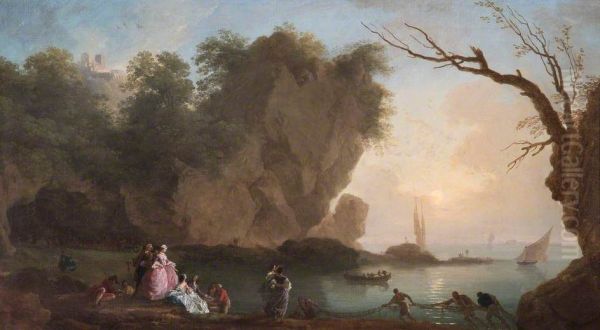 View over a Bay with Figures - view 1