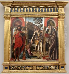 Der auferstandene Christus mit Maria Magdalena und Heiligen by Bartolomeo Montagna
