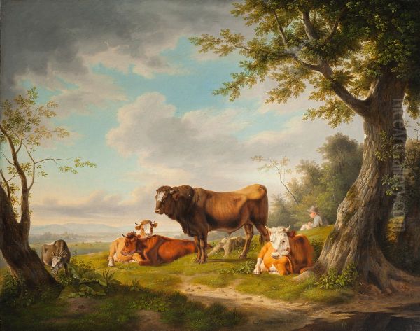 Landschaft mit Rindern und einem Hirten - view 1