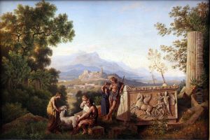 Griechische Ideallandschaft mit rastenden Hirten