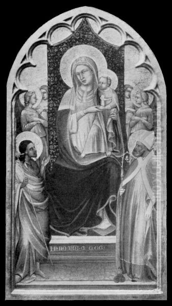 Thronende Maria mit dem Kind, zwei Heiligen und vier Engeln - view 1