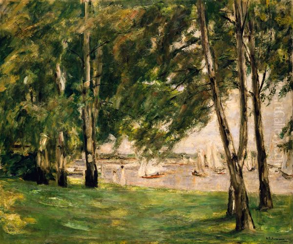 Blick auf den Wannsee mit Segelbooten - view 1
