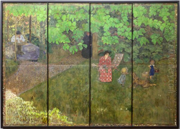 The Claude Terrace Family in the garden - view 1