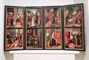 Flugelaltar mit Darstellung aus dem Leben der Heilige Barbara (8 Tafeln), Mitteltafeln beidseitig bemalt by Lucas Cranach the Elder