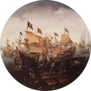 Sea Battle between Dutch and Spanish Ships