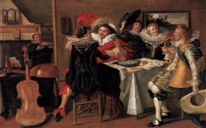 Interieur mit frohlicher Tischgesellschaft by Dirck Hals