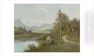 Paysage De Montagne Au Personnage
