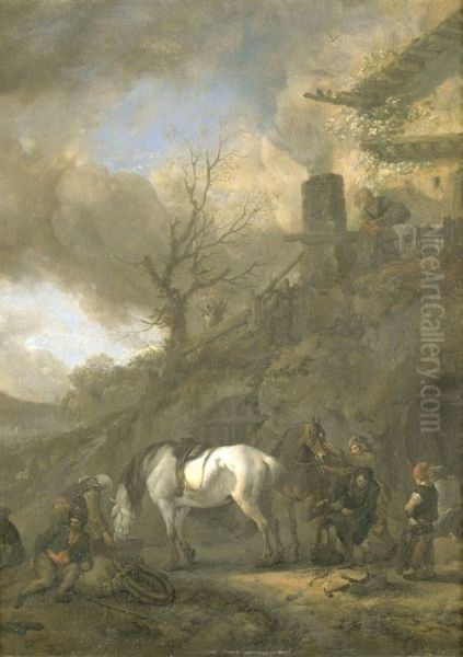 Pferde vor der Schmiede - view 1