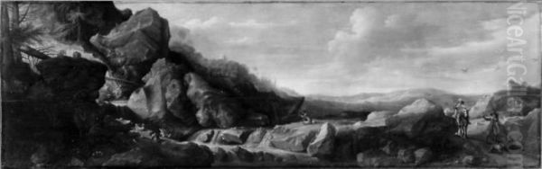 Gebirgslandschaft mit Jagern - view 1