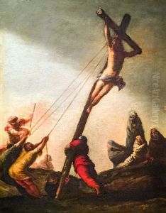 Raising of the Cross by Sebastiano Mazzoni