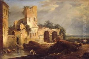 Landscape with a ruin at a stretch of water