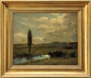 Reflets De Lune, Bord Du Giers by Francois Charles Cachoud