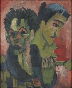 Selbstbildnis mit Madchen by Ernst Ludwig Kirchner