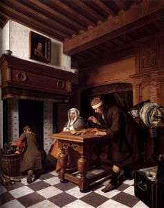 A Man Weighing Gold. by Cornelis De Man