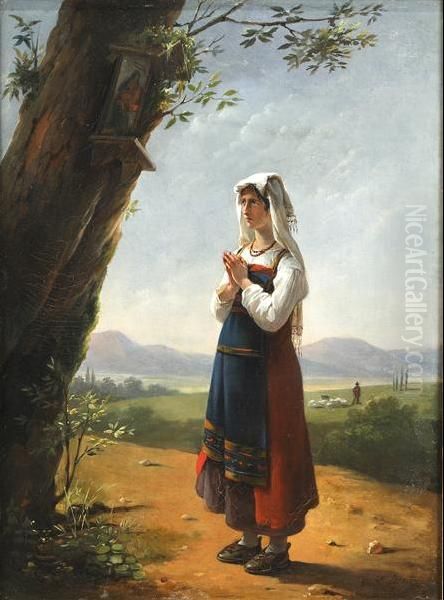 Jeune paysanne en priere - view 1