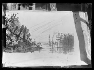 Triassic landscape, board design for the Tatra Museum