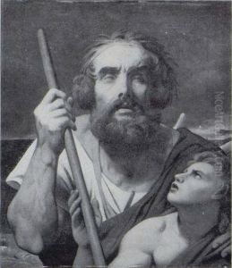 Blinde Homeros begeleid door een jonge man by Jean Auguste Dominique Ingres