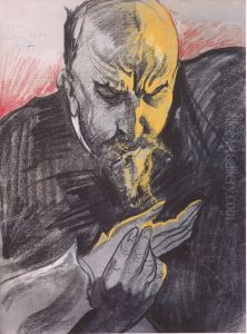 Portret Tadeusza Micinskiego, pochylonego nad reka kobieca