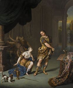 Circe begging Ulysses for mercy after he has resisted her drugged cup by Willem Van Mieris Leiden