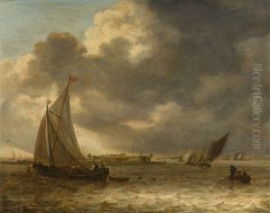 A river landscape with sailing vessels by Jan van Goyen