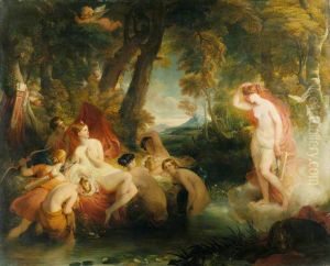 Venus in Search of Cupid Surprises Diana by William Hilton
