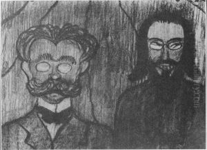 Caricature of Stanislaw Eljasz-Radzikowski and Jerzy Zulawski by Stanislaw Ignacy Witkiewicz (Witkacy)