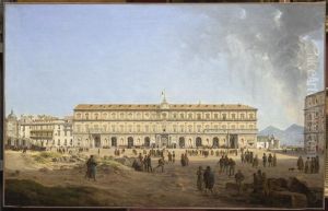 Palais Royal de Naples, vu de Largo Reale by Josef Rebell