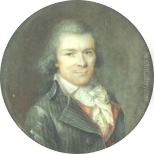Portrait of a man in a grey-striped frock coat and a red waistcoat