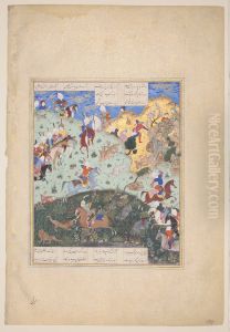 Rustam and the Seven Warriors at the hunting-ground of Afrasiyab by Mir Sayyid Ali