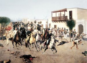 Entrada de Pierola a Lima por la Puerta de Cocharcas, durante la Guerra Civil de 1894-1895. by Juan Lepiani