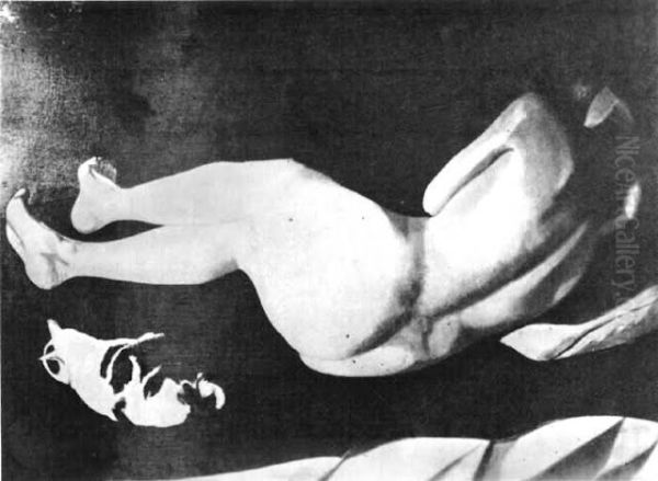 Nude woman with a cat - view 1