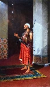 Garde turc en priere by Theophile Marie Francois Lybaert
