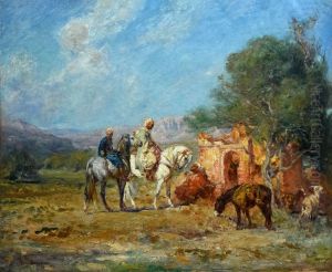 Arab horsemen near the mausoleum