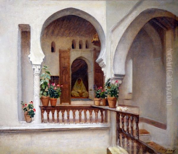 Femme dans un interieur a Alger - Albert Girard - view 1