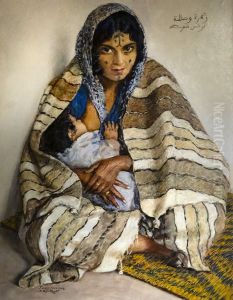 Alexandre Roubtzoff - Bedouine a la couverture by Alexandre Roubtzoff