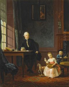 Portrait of Hendrik Muilman (1743-1812) and his children by Hermanus Numan