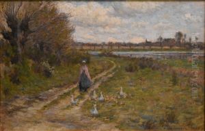 Paysage, gardeuse d'oies by Henri Le Sidaner