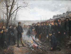 Etienne Dujardin-Beaumetz - Le general Lapasset brulant ses drapeaux by Henri-Charles-Etienne Dujardin-Beaumetz