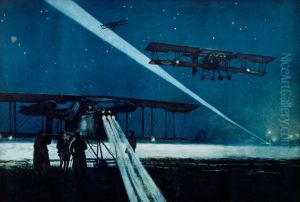 Retour d'un vol de nuit sur avions "Voisin" de bombardement by Francois Flameng