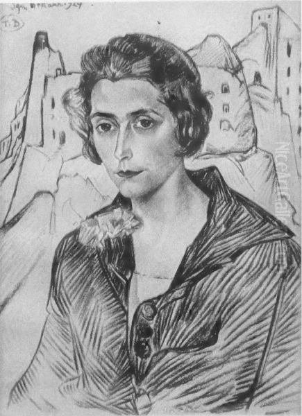 Portrait of P.J.T., with ruins in the background - view 1
