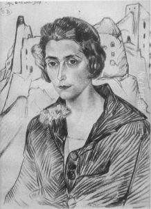 Portrait of P.J.T., with ruins in the background by Stanislaw Ignacy Witkiewicz (Witkacy)