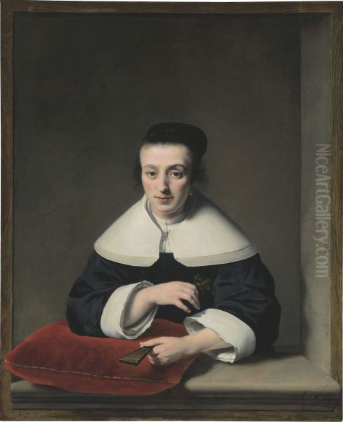 Portrait of a lady at a casement - view 1