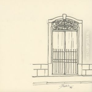 Porta com gradil e bandeira de ferro batido