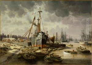 Bordeaux, le port, a gauche la place des Quinconces, 1871
