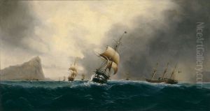 Navires devant le rocher de Gibraltar